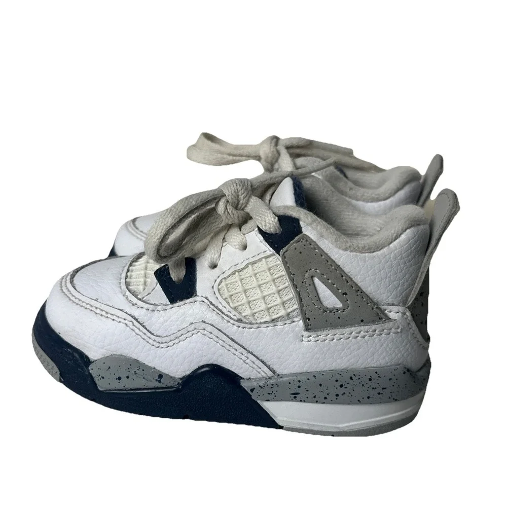 Air Jordan 4‎ Retro (Toddler) Midnight Navy/White/Gray Size 5C